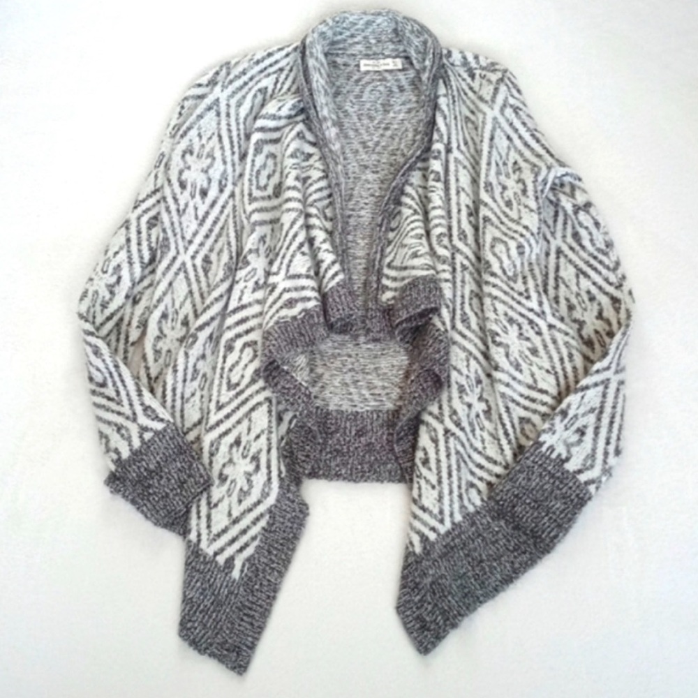 Abercrombie & Fitch Grey White Wool Open Long Sleeve Women’s Cardigan M/L